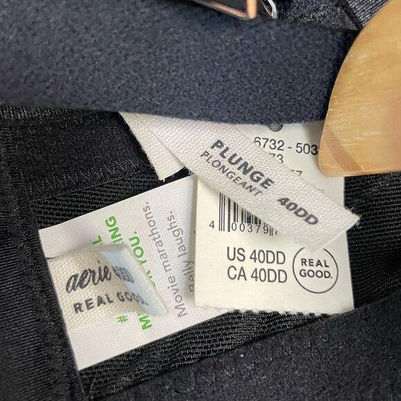 Aerie Show Off Eyelash Lace Plunging Push Up Bra Size 40DD /‎ 40E NEW Balck - Picture 13 of 13